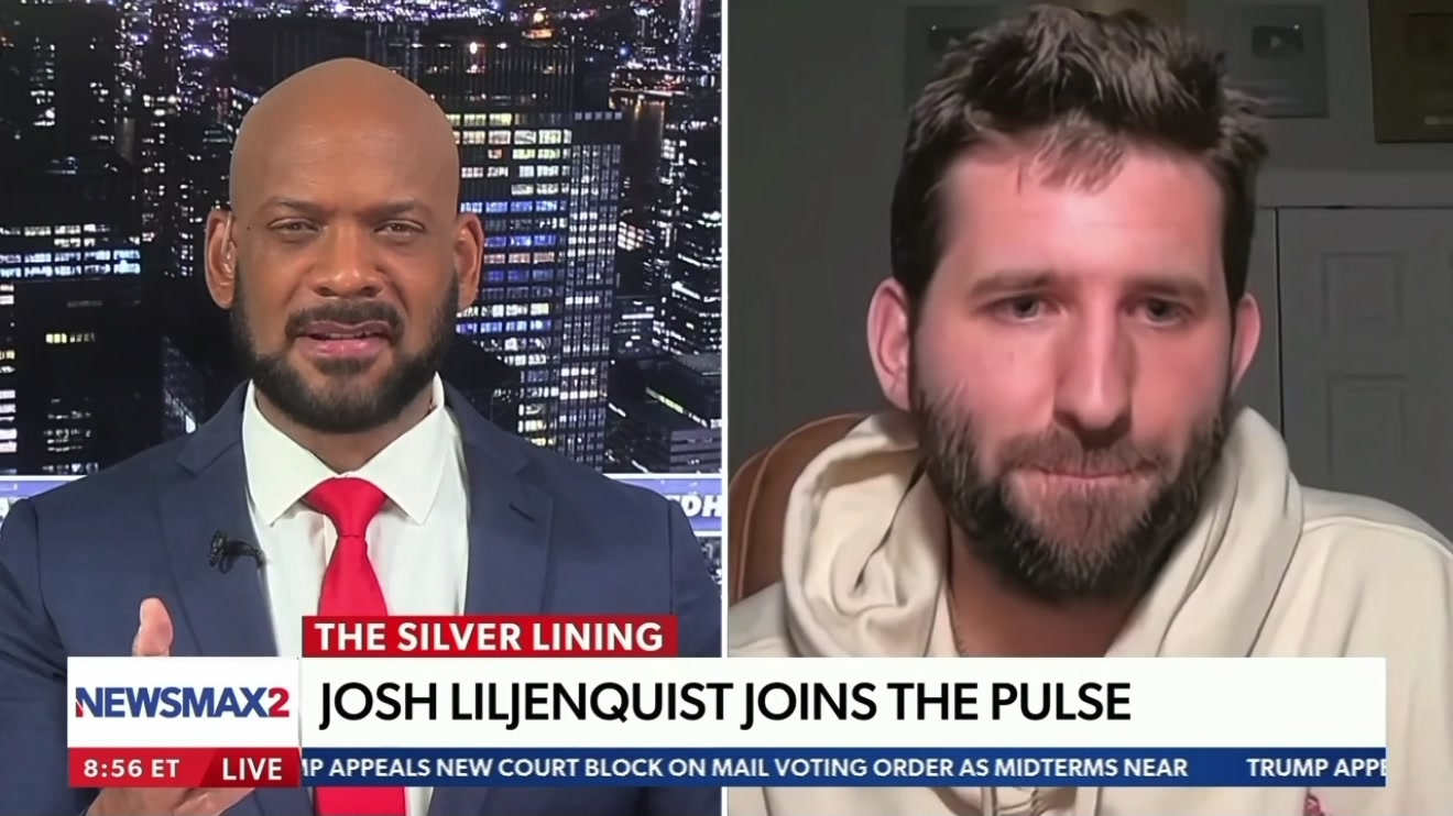 Newsmax2 host David J. Harris Jr. and Josh Liljenquist appear in a split-screen The Silver Lining interview with a lower third reading "Josh Liljenquist Joins The Pulse."