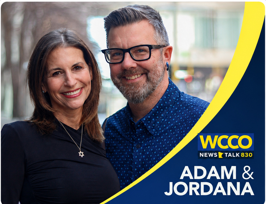 WCCO News Talk 830 hosts Jordana Green and Adam Carter in the official Adam and Jordana show artwork.